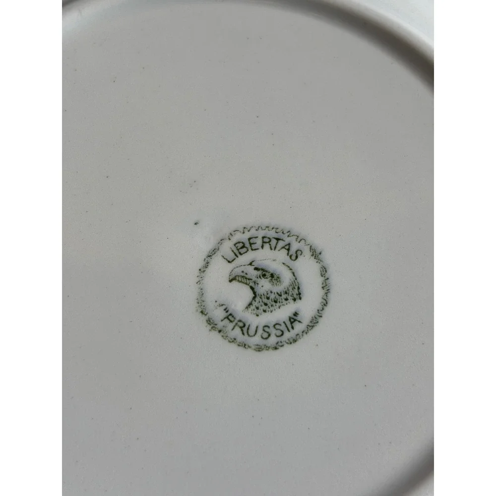 Vintage Libertas Prussia Green Transferware Soup Bowls Chinoiserie Set of 4